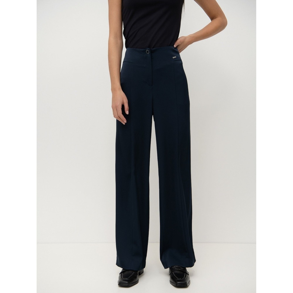 ARMANI EXCHANGE AX Wide‎ Straight Leg Trouser Pants in Navy Women 2 Designer
